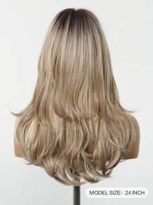 24 Inch Long Wavy Wigs With Bangs Dark Roots Brown Wigs For Women Brown Ombre Hair With Blonde Wigs,Heat-Resistant Synthetic Wigs For Daily Party Cosplay Wigs(Pay Attention To How You Wear And Care For It,Due To Lighting And Angle During Photography, The Actual Product May Have Slight Color Differences Compared To The Images.)