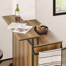 SoBuy KNL02-PF, Design Bar Cabinet On Wheels, Kitchen Storage Trolley Kitchen Island Kitchen Cabinet Sideboard Vintage Brown - Brown - View 9