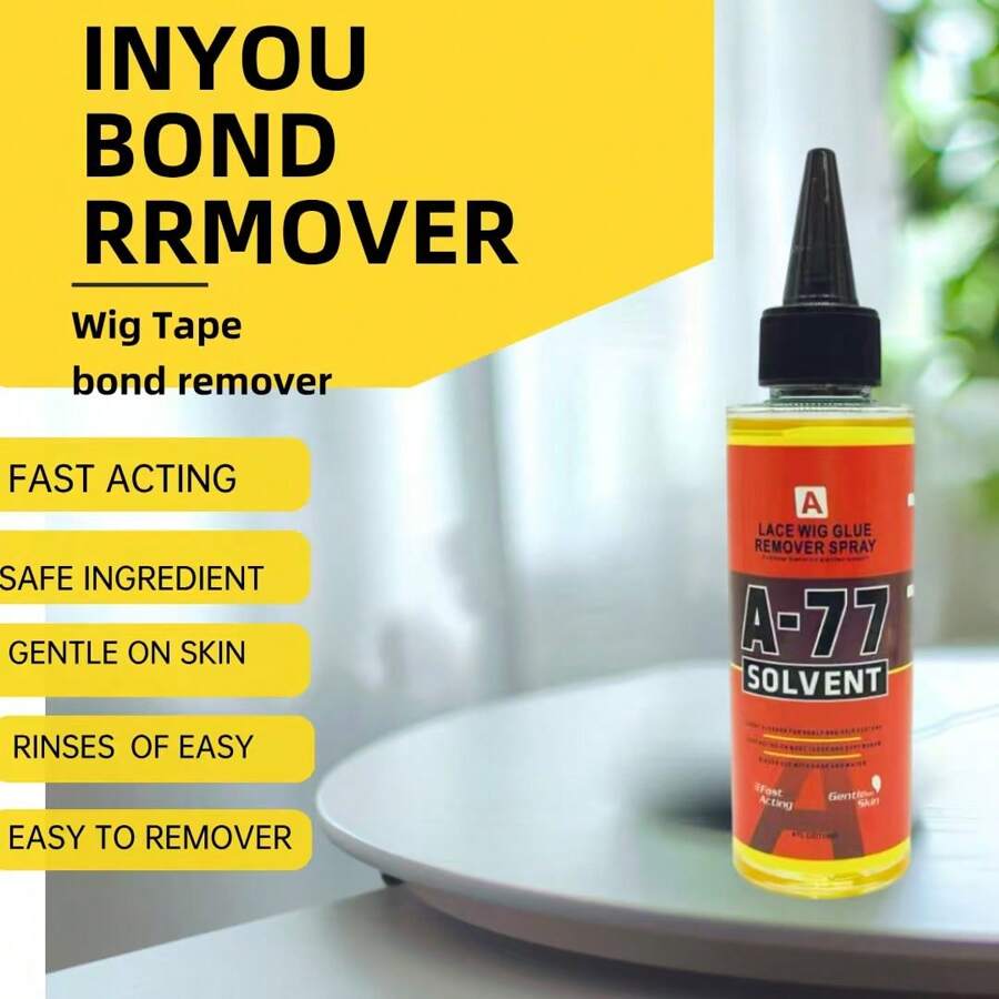 胶带接发去除剂速效胶水去除剂喷雾，适用于蕾丝假发发胶粘合残留物去除剂，溶剂去除粘性发胶假发双面接发胶带白色 C-22 溶剂喷雾粘合剂去除剂，适用于蕾丝假发、粘合剂和发胶系统 - 118ml - 查看 1