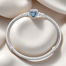 原创设计纯银爱心串珠手链 DIY 蛇骨基本链 DIY 定位珠 情人节礼物