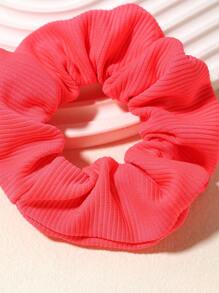 1pc Solid Color Striped Fluorescent Green Hair Scrunchie Hair Accessory Scrunchies Hair Ties Scrunchy Hair Ties ,Head Piece - Hot Pink - View 4