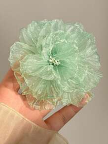 1 Stück mintgrüne Chiffon Blume Haarspange, süß und frisch für den Strandurlaub, Haraccessoires, Haarspangen, Haarklammern, Haarklammern
