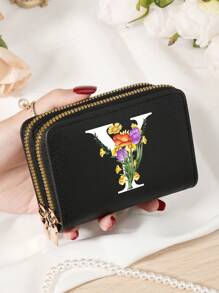 Burgundy Bag Charry Red Bag Wine Red Bag Large Capacity Multi Double Zipper Card Holder Wallet Business Card Holder Credit Card Holder Women For Women Wallet Mini Wallet Purse Wallet Card Wallet - Burgundy - View 11