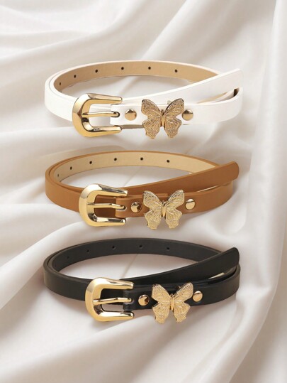 حزام خصر أحادي على شكل فراشة للأطفال بتصميم دون تكلف، حزام ديكوري عالي الجودة من البولي يوريثان لفساتين السراويل