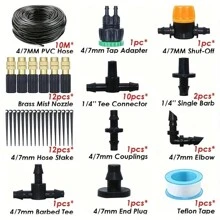Sistema de riego por goteo para jardinería, set de regadores de micronebulización de dos salidas en color rojo, riego automático ajustable para macetas y herramientas de jardinería