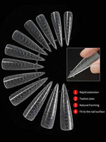 120pcs/Box Nail Art Crystal Nail Tips, Reusable Crystal Nail Extension With Patterns, Quick Gel Nail Extensions - Clear - View 3