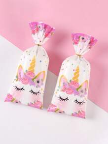 50pcs Unicorn Party Candy Bag Decorations, Unicorn Gift Wrap Clear Gift Bags Party Favor Bags For Bakery, Birthday, Wedding, Shower Party Decoration - Multicolor - View 2
