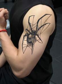 1 Stück Spinne temporäre Tattoos wasserdicht schweiß fest haltbar für 1-2 Wochen realistisch Kräutersaft anti-Reibung nicht reflektierend Faux Schwarz Fake Tattoos für Frauen und Männer Tattoo Aufkleber für Arme, Brust, Beine, Bauch, Taille modernistische Körperkunst