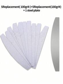 klimonla 10/30pcs Nail Files, Manicure Sanding Strips, Metal Sheets, Self-Adhesive, Replaceable Half-Moon Nail Files, Edge Trimming & Polishing Strips, For Nail Polish, Washable Polishing Strips - Grey - View 7