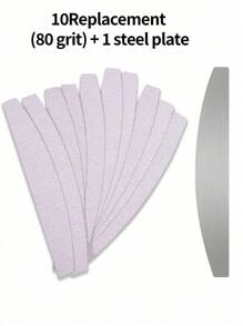 klimonla 10/30pcs Nail Files, Manicure Sanding Strips, Metal Sheets, Self-Adhesive, Replaceable Half-Moon Nail Files, Edge Trimming & Polishing Strips, For Nail Polish, Washable Polishing Strips - Grey - View 8