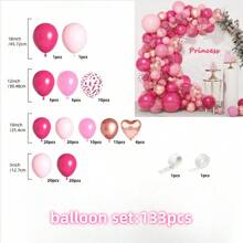 133pcs Rose Pink Balloon Wreath Decoration Set With 10-Inch Rose Gold Heart Shaped Foil Balloons, Ideal For Wedding, Valentine's Day, Bachelorette Party, Anniversary Celebration