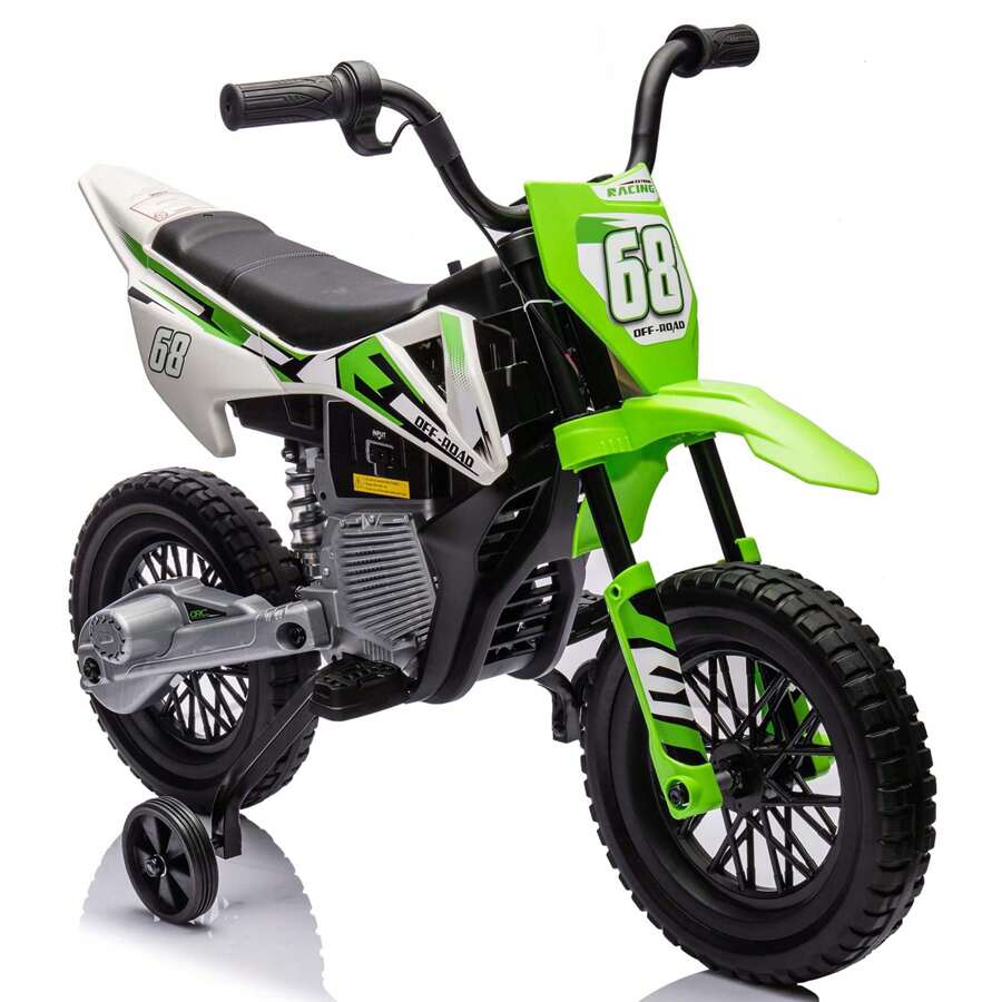 Danolapsi 12V Electric Dirt Bike,Kids Electric Motorcycle,Ride On Motorcycle With Twist Grip Throttle,Training Wheels,Spring Suspension,Ride On Toys For Boys & Girls Over 37 Months - màu xanh lá - Xem 1