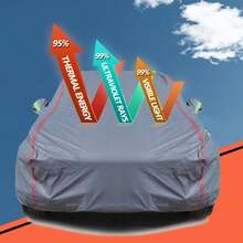 6-Layers PEVA New Material Sedan SUV Full Padded Car Cover Waterproof All Weather Weatherproof Snow Dust Resistant Outdoor Exterior Custom Form-Fit Straps 165-179 - 銀色車罩 - 查看 9