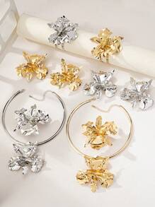 欧美风格花卉项链、花卉手链、花卉袖口手镯和花卉吊坠耳环、花卉戒指，女士，随机花卉设计 - 大花 - 查看 4