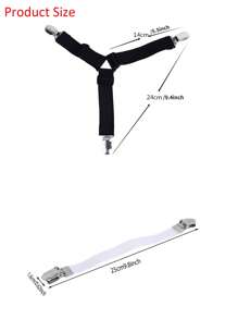 4 Pcs/Pack Bed Sheet Fasteners, Adjustable Elastic Triangle Metal Fixing Clip,Flexible Bedding Suspenders Gripper Holder Straps Clip,Curtains Sofa Mat Fixing Device,Practical Invisible Non-Slip Sheet Straps - Multicolor - View 11