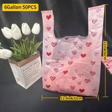 1-10加仑 300个/50个装 情人节塑料T恤袋，散装粉色塑料袋，感谢袋，购物袋，外卖袋，散装包装袋，超市袋，手提袋，车载垃圾袋，包装袋，礼品盒，阁楼储物袋，各种用途的大号垃圾袋，男士生日礼物，情人节礼盒，男士礼盒，男士礼物 - 粉色 - 查看 10