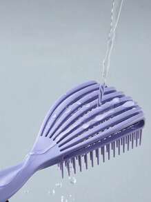 1pc Purple Shell Shaped Comb, Multi-Functional Comb For Wet & Dry Hair With Hollowed-Out Design, Massage Comb For Volumizing, Styling & Detangling, Anti-Static & Anti-Knotting, Curve Comb For Hair Perming, Volumizing & Smoothing - Purple - View 9
