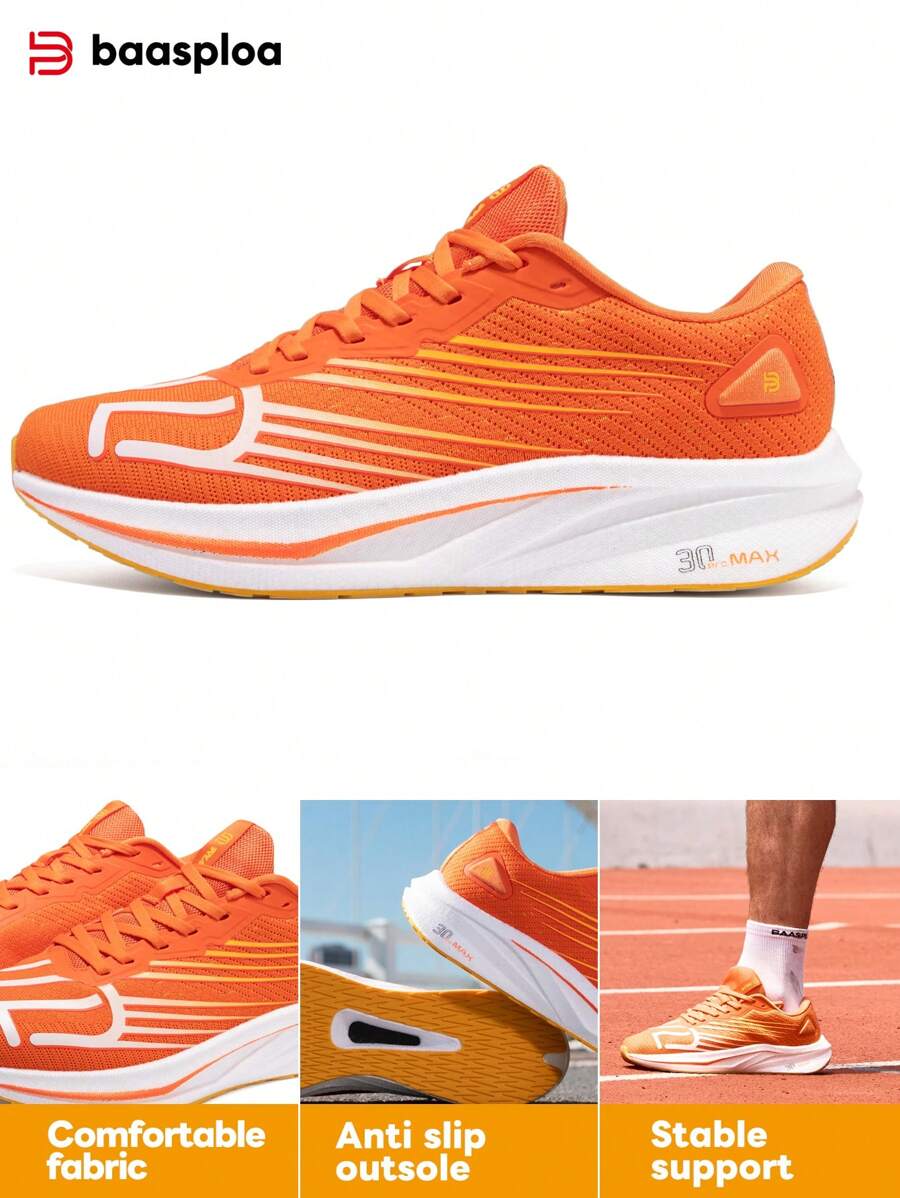 baasploa Zapatillas deportivas para hombre, zapatillas para caminar, zapatillas de running naranjas, zapatillas de tenis, casual y de running de carbono para hombre, zapatos deportivos multifuncionales de moda y con fitness, zapatos transpirables y ligeros cómodos para hombre