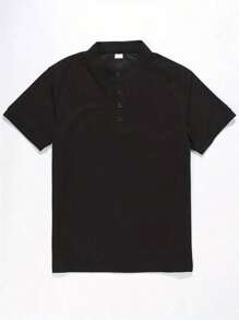 Camiseta Hombre Botón Cuello Henley Polo Deportivo - Negro - Ver 3