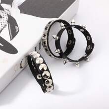 Spiked Studded Armbanden Punk Leren Klinknagels Armband Voor Mannen Vrouwen, Punk Rock Star Studded Armband Set Spiked Leren Manchet Armband 80s Polsband Emo Armband Verstelbare Punk Accessoires Spiked Leren Armband Geschenken