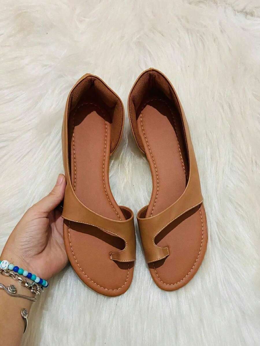 Women's Flat Sandals, Mule Slippers - 摩卡棕 - 查看 1