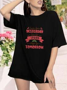 Inspirational Quote Women T-Women's Shirt 'Learn From Yesterday Live For Today Hope For Tomorrow' - Casual And Comfortable Women's Tee For Men