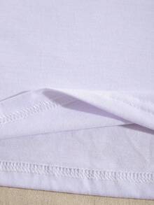 Casual Versatile Solid Color Round Neck Short Sleeve T-Shirt - White - View 5