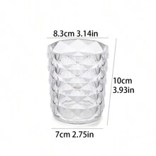 1pc/2pcs Transparent Makeup Brush Holder Storage Box, Elegant Diamond Pattern Water Cup Bathroom Toothbrush & Toothpaste Organizer,For Holiday Beach, Bathroom Collection, Bedroom Collection, Large Capacity