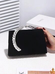 1pc Women Elegant Bling Rhinestone Embellished Evening Clutch, Shiny Crystal Decorated Handbag, Detachable Metal Chain Shoulder Strap, Suitable For Party, Wedding, Prom, Nightclub, Birthday, Anniversary Gift, Perfectly Matching With Prom Dresses For Women, Prom Accessories,Sequin Dress Women,Sparkly Dress,Elegant Dresses For Women, Prom Bag For Party