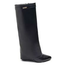 Cuissardes "Élégance" – Suède & Plaquette Dorée - BlackPU - View 3