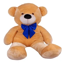 Urso De Pelúcia Gigante Teddy- 90 Cm e 1,10 metros Macio C/ Laço Grátis - Doce de Leite com Laço Azul - Visão 2