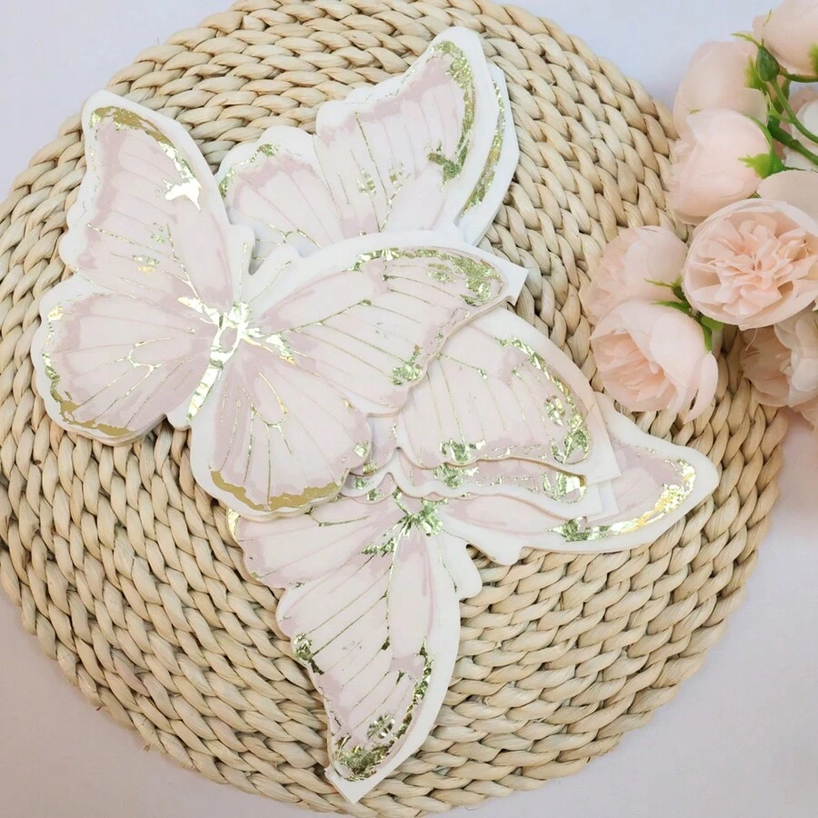 20Pcs/40Pcs/60Pcs Butterfly Napkins, Pink Butterfly Party Supplies, Butterfly Birthday Party Decoration, Butterfly Shaped Disposable Napkins Tableware For Spring Floral Butterfly Fairy Themed Birthday Party Favors Party Napkins