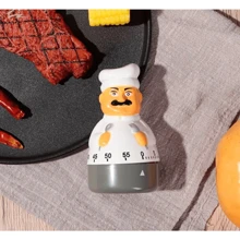 Timer Culinário Boneco Cozinheiro Temporizador De Bancada P/ Cozinha Manual - Branco - Visão 4