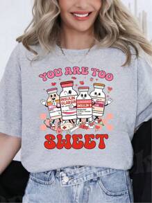 Oversized Style For Women, You Are Too Sweet Nurse Valentine Tshirt, Insulin Diabetes ICU Nurse Tee, Valentine Gift For Nurse, Pharmacist Diabetic Nurse Tshirt, Loose Type Shirt For Women, Perfect For Holiday Parties Or Gift Giving, Soft And Comfortable - 灰色 - 查看 1