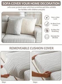 1件装弹力沙发套 - 柔软可水洗绒面面料，几何图案设计，弹性贴合，适合家居和房车装饰，防宠物和污渍，适用于L型沙发以及1、2、3、4座沙发