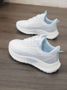 Women's Athletic Sneakers, Fashionable Platform Chunky Sneakers 2025 New Model, Lightweight Casual Breathable Mesh Lace Up Walking Running Fitness Jumping Rope Shoes For Ladies - Blue - View 2