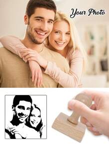 1/2pcs Custom Photo Round Stamp, Personalized Portrait Stamp, Customized Photo/Face Wooden Rubber Stamp, Picture Stamps Personalized, Diy Customized Stamp, Personalized Wedding Seal, Anniversary Stamps Personalized, Customizable Pet Stamps - Style a - View 4