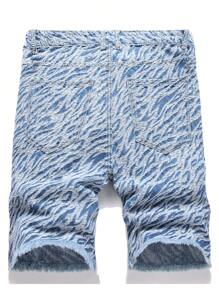 Modne i modne męskie szorty dżinsowe z żakardowym wykończeniem, lato - Jasny jeans - Zobacz 2