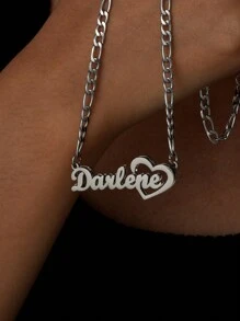 Dây chuyền khắc tên hai lớp chất lượng cao, dây chuyền mặt dây chuyền hình trái tim bằng thép không gỉ, khắc tên tiếng Anh theo yêu cầu dành cho phụ nữ và bé gái, trang sức đeo hàng ngày, màu bạc hoặc vàng, thiết kế đơn giản, cá nhân hóa, độc đáo, món quà lý tưởng cho bạn gái, mẹ, gia đình, bạn bè, con gái, người yêu, ông bà, kỷ niệm, sinh nhật, đeo hàng ngày, màu bạc thời trang, phụ kiện du lịch. - Bạc - Xem 6