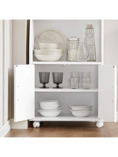 SoBuy FRG241 W, Microwave Shelf, Kitchen Wheeled Storage Trolley, Cabinet Cupboard Unit view 4
