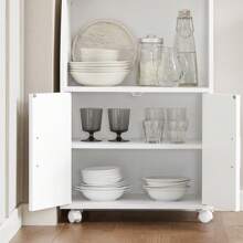 SoBuy FRG241-W, Microwave Shelf, Kitchen Wheeled Storage Trolley, Kitchen Storage Cabinet Cupboard Unit - White - View 4