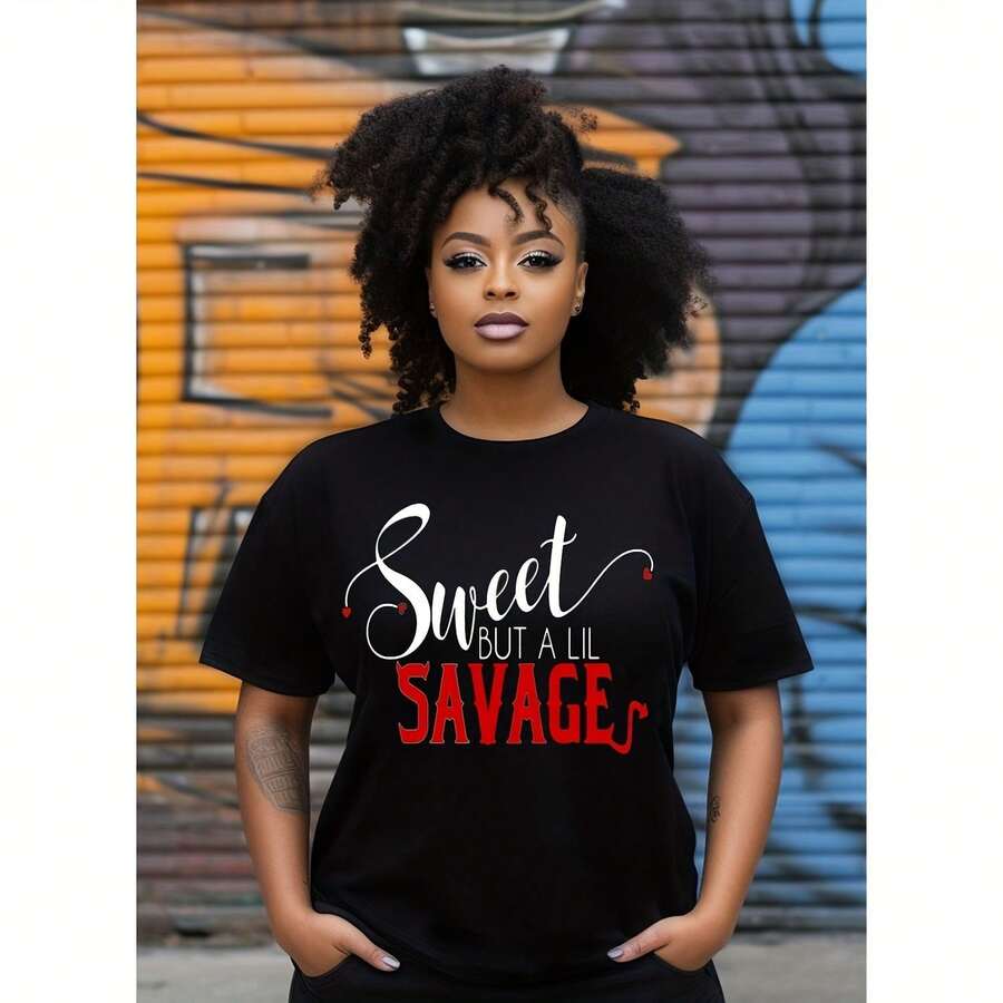 Sweet But A Lil Savage Women's Uni T-Shirt - Unleash Your Inner Sass Tee -  Empowerment Apparel For Her-Savage T Shirt - Black - View 1