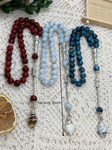33pcs Colorful Glass Seashell Design Prayer Beads Bracelet