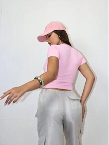 Cropped Gym Everyday Cloe Women's Gym Blouse With Suplex Sleeves, Colors Of The Moment - 淺粉色 - 查看 3