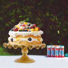 CNCEST Cake Stand, Rose Edged Cupcake Stand, Oval Cake Carrier, Elegant Decorative Cake Display Stand For Weddings, Birthdays, Parties, Gold - Gold - View 7