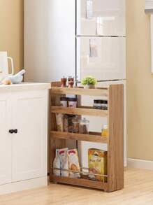 SoBuy NSR01-PF, Xe đẩy phục vụ 4 tầng, Kệ lưu trữ trượt ra có bánh xe, Giá lưu trữ di động - màu nâu - Xem 1