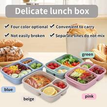 Bento Lunch Box Set 3 Compartment Food Storage Containers Wheat Straw Meal Prep Lunch Box Plastic Food Storage Containers, Microwave And Dishwasher (Light Colour), Home Decor, Party & Christmas Storage - 淺褐色 - 查看 5