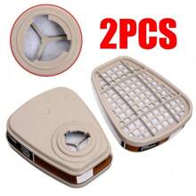 2Pcs 6001 Filter Cartridges For Respirator, Dust-Proof, Paint, Chemical Gas And Pollen, Organic Vapor Cartridge, Replacement Respirator Filters For 6200, 6502, 7502, 6800, 4008, FF402 Respirator - Light Grey - View 1