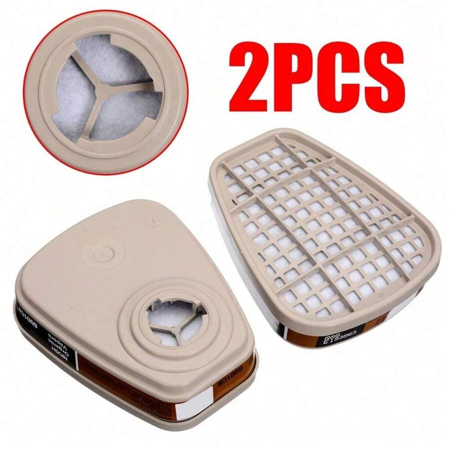 2Pcs 6001 Filter Cartridges For Respirator, Dust-Proof, Paint, Chemical Gas And Pollen, Organic Vapor Cartridge, Replacement Respirator Filters For 6200, 6502, 7502, 6800, 4008, FF402 Respirator - Light Grey - View 1