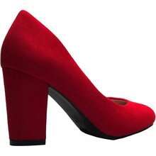 Tacones de plataforma de punta redonda clásicos para mujer con tacón alto en bloque - Adorable,-2025 - Gamuza roja - Ver 5